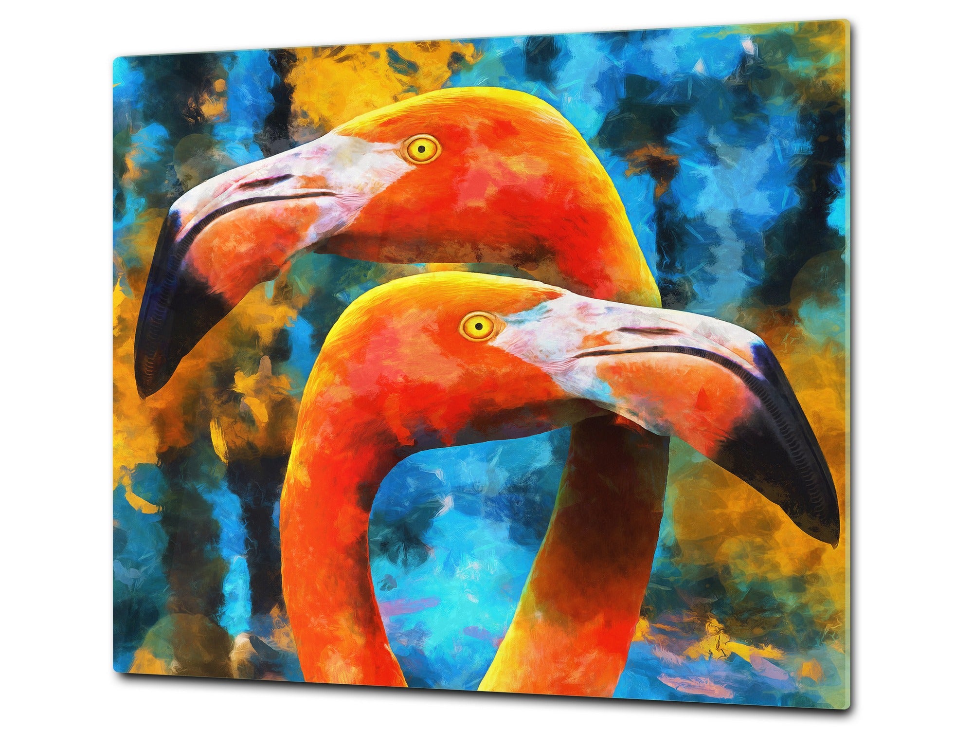 Induction Cooktop Cover Kitchen Board – Impact Resistant Glass Pastry Board; MEASURES: SINGLE: 60 x 52 cm (23,62” x 20,47”); DOUBLE: 30 x 52 cm (11,81” x 20,47”); D37 Animals Series : Colourful flamingos