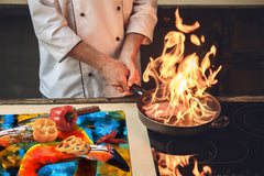 Induction Cooktop Cover Kitchen Board – Impact Resistant Glass Pastry Board; MEASURES: SINGLE: 60 x 52 cm (23,62” x 20,47”); DOUBLE: 30 x 52 cm (11,81” x 20,47”); D37 Animals Series : Colourful flamingos