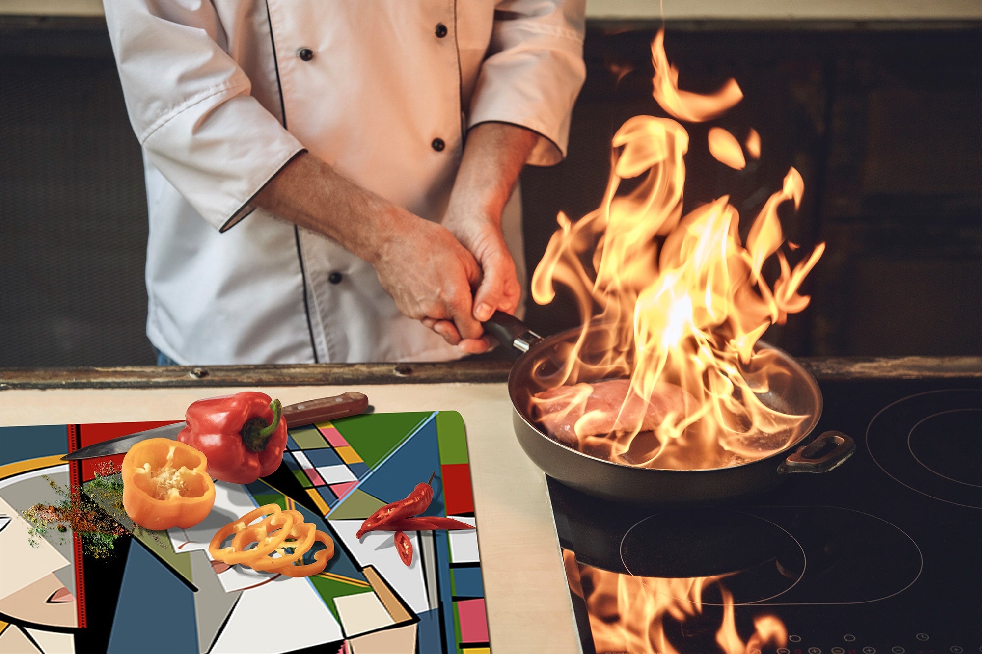 Tabla de cortar - Cubierta de la placa de inducción D04 Serie Bebidas: Cerezas 7