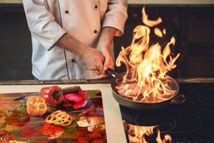 Tempered GLASS Cutting Board – Worktop saver and Pastry Board –- Glass Kitchen Board; MEASURES: SINGLE: 60 x 52 cm (23,62” x 20,47”); DOUBLE: 30 x 52 cm (11,81” x 20,47”); D34 Nature Series: Horizontal flowers