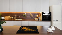 Induction Cooktop Cover Kitchen Board – Impact Resistant Glass Pastry Board; MEASURES: SINGLE: 60 x 52 cm (23,62” x 20,47”); DOUBLE: 30 x 52 cm (11,81” x 20,47”); D37 Animals Series : Wild horse