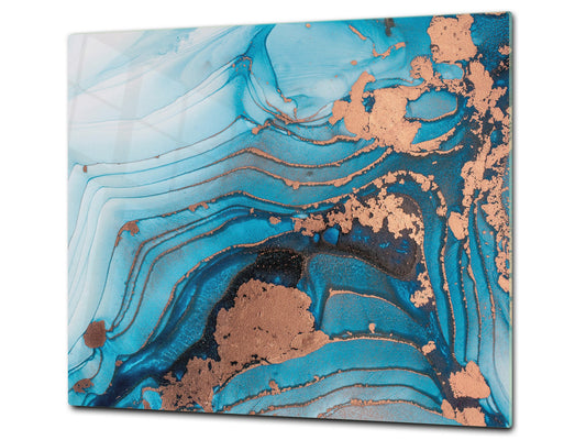 UNIQUE Tempered GLASS Kitchen Board –Scratch Resistant Glass Cutting Board – MEASURES: SINGLE: 60 x 52 cm (23,62” x 20,47”); DOUBLE: 30 x 52 cm (11,81” x 20,47”); D35 Art Series : Liquid colours 3