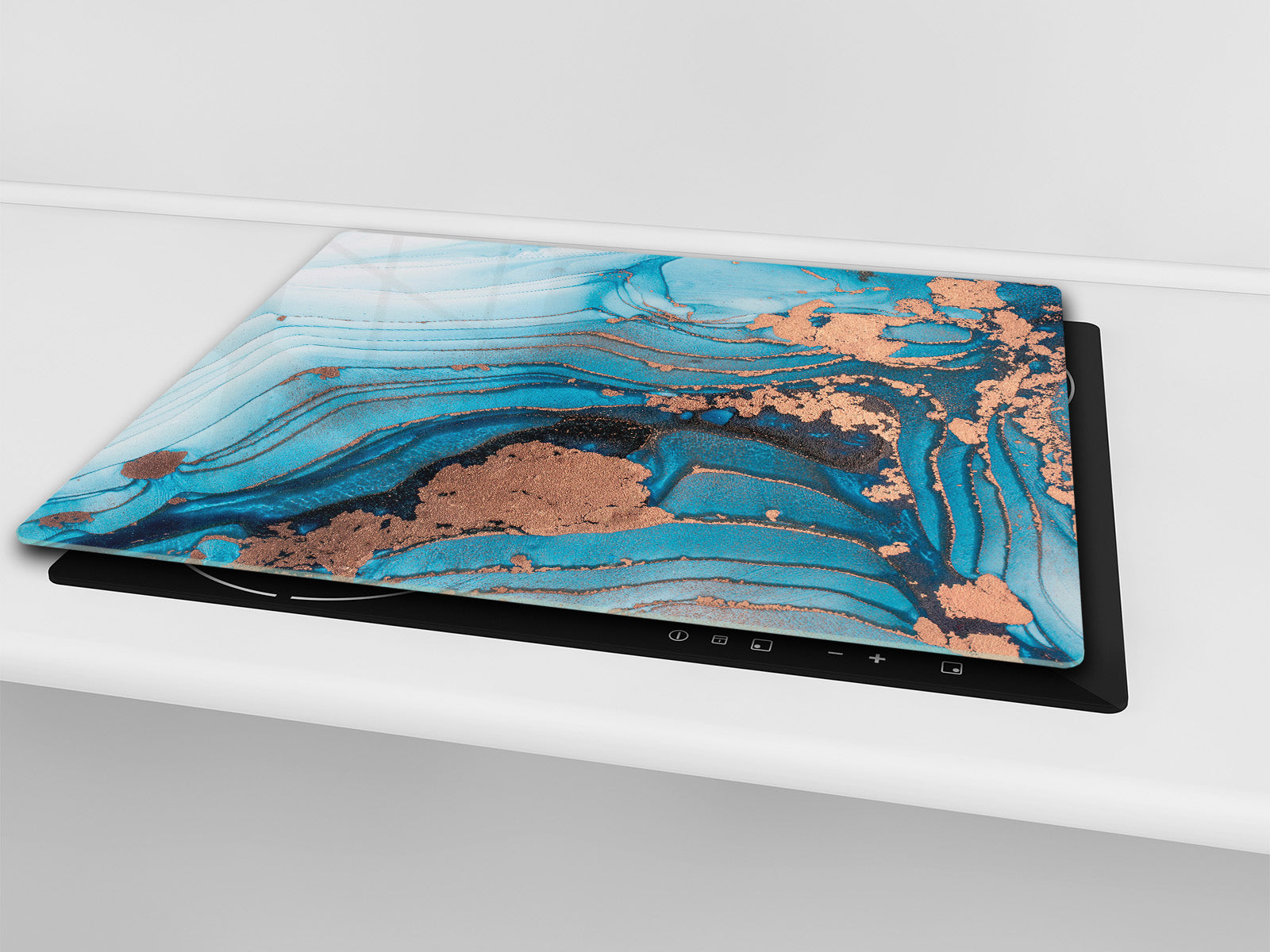 UNIQUE Tempered GLASS Kitchen Board –Scratch Resistant Glass Cutting Board – MEASURES: SINGLE: 60 x 52 cm (23,62” x 20,47”); DOUBLE: 30 x 52 cm (11,81” x 20,47”); D35 Art Series : Liquid colours 3