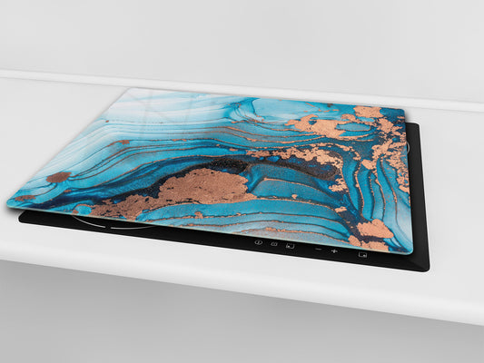 UNIQUE Tempered GLASS Kitchen Board –Scratch Resistant Glass Cutting Board – MEASURES: SINGLE: 60 x 52 cm (23,62” x 20,47”); DOUBLE: 30 x 52 cm (11,81” x 20,47”); D35 Art Series : Liquid colours 3