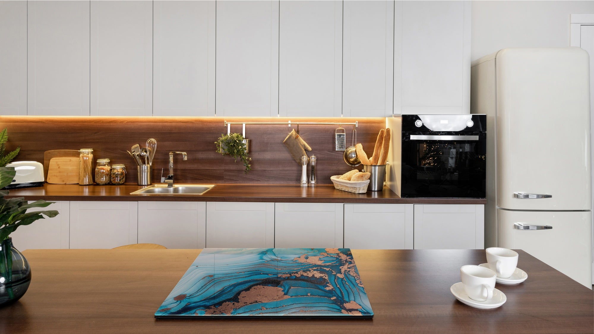 UNIQUE Tempered GLASS Kitchen Board –Scratch Resistant Glass Cutting Board – MEASURES: SINGLE: 60 x 52 cm (23,62” x 20,47”); DOUBLE: 30 x 52 cm (11,81” x 20,47”); D35 Art Series : Liquid colours 3