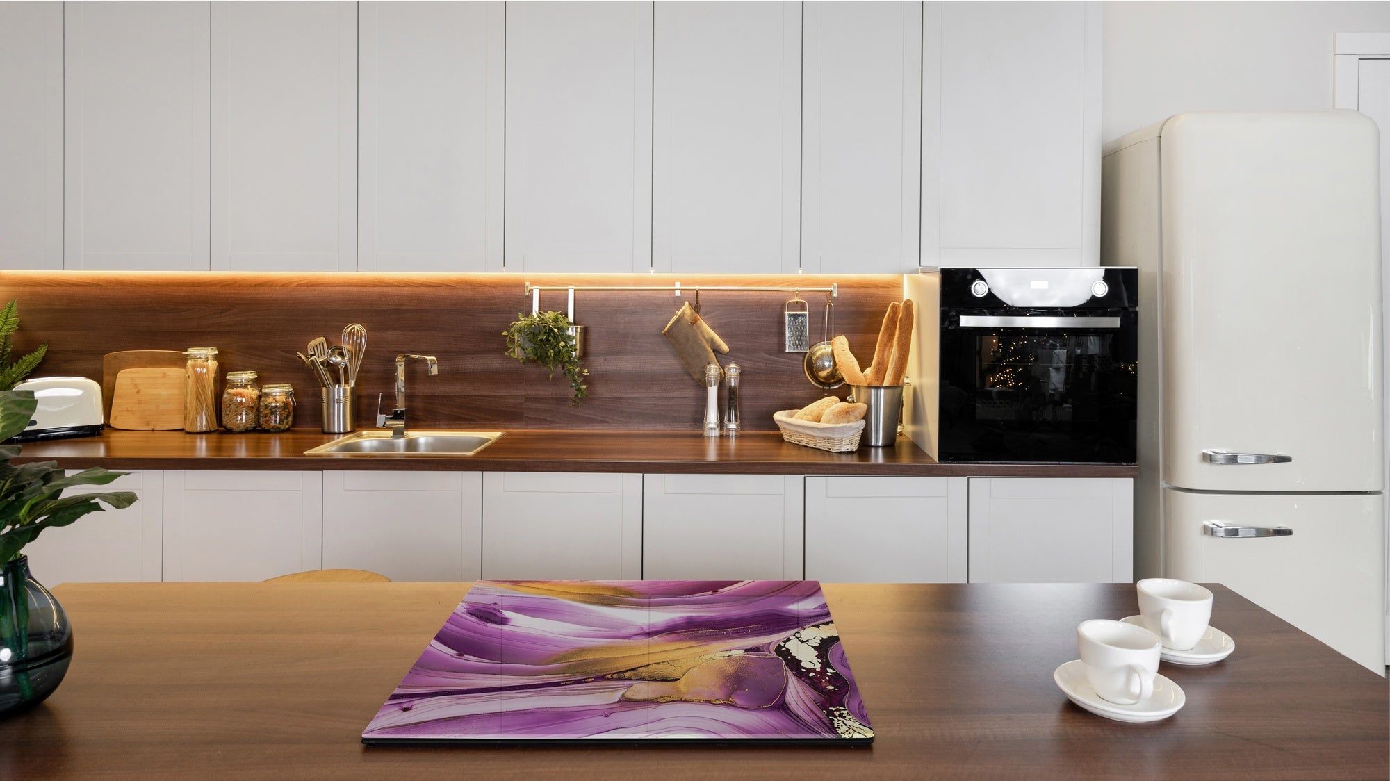 UNIQUE Tempered GLASS Kitchen Board –Scratch Resistant Glass Cutting Board – MEASURES: SINGLE: 60 x 52 cm (23,62” x 20,47”); DOUBLE: 30 x 52 cm (11,81” x 20,47”); D35 Art Series : Liquid colours 4