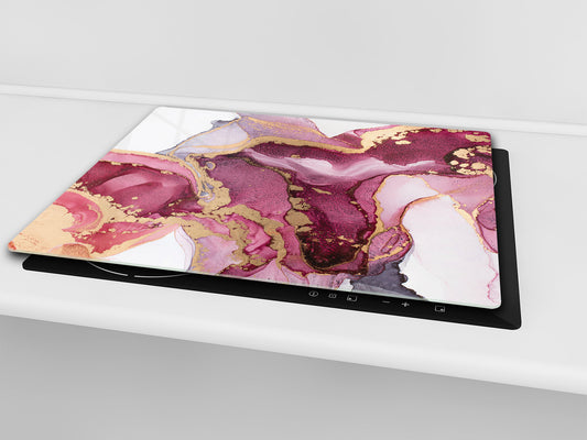 UNIQUE Tempered GLASS Kitchen Board –Scratch Resistant Glass Cutting Board – MEASURES: SINGLE: 60 x 52 cm (23,62” x 20,47”); DOUBLE: 30 x 52 cm (11,81” x 20,47”); D35 Art Series : Liquid colours 5