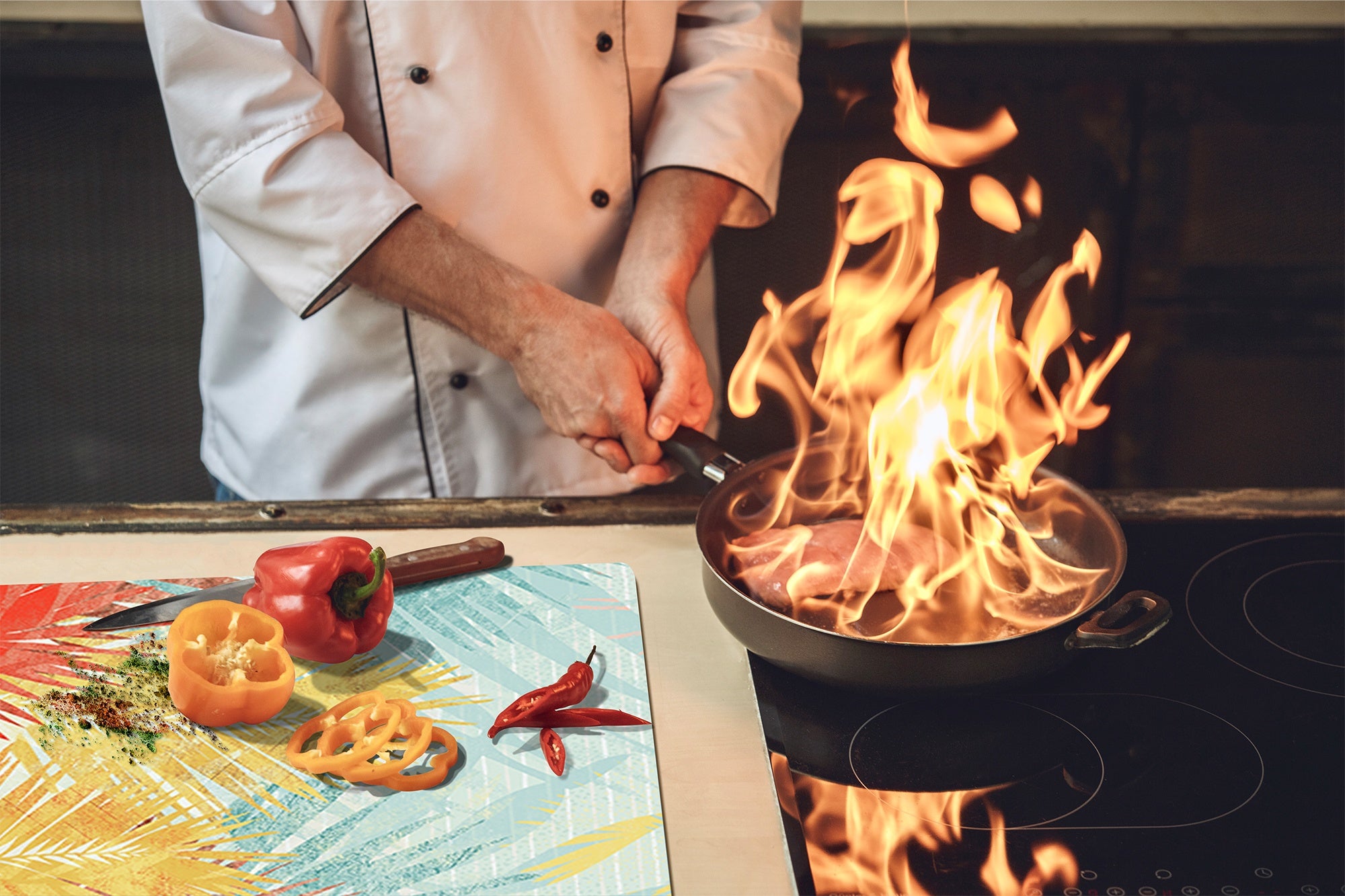 Tempered GLASS Cutting Board – Worktop saver and Pastry Board –- Glass Kitchen Board; MEASURES: SINGLE: 60 x 52 cm (23,62” x 20,47”); DOUBLE: 30 x 52 cm (11,81” x 20,47”); D34 Nature Series: Botanical wall art.