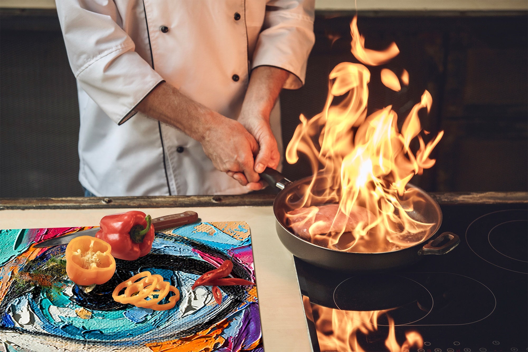 Tabla de cortar - Cubierta de la placa de inducción D04 Serie Bebidas: Cerezas 7