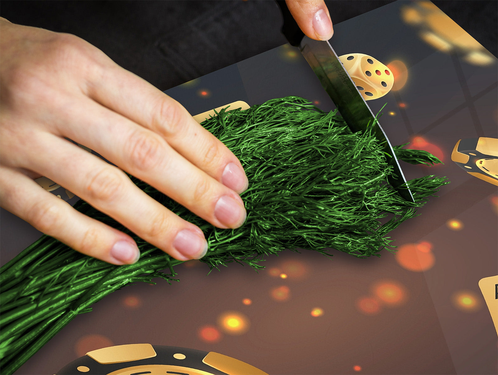 Chopping Board - Induction Cooktop Cover - Glass Cutting Board – Impact & Shatter Resistant – MEASURES: SINGLE: 60 x 52 cm; DOUBLE: 2 x 30 x 52 cm; D42 Modern Art Series : Night at Casino