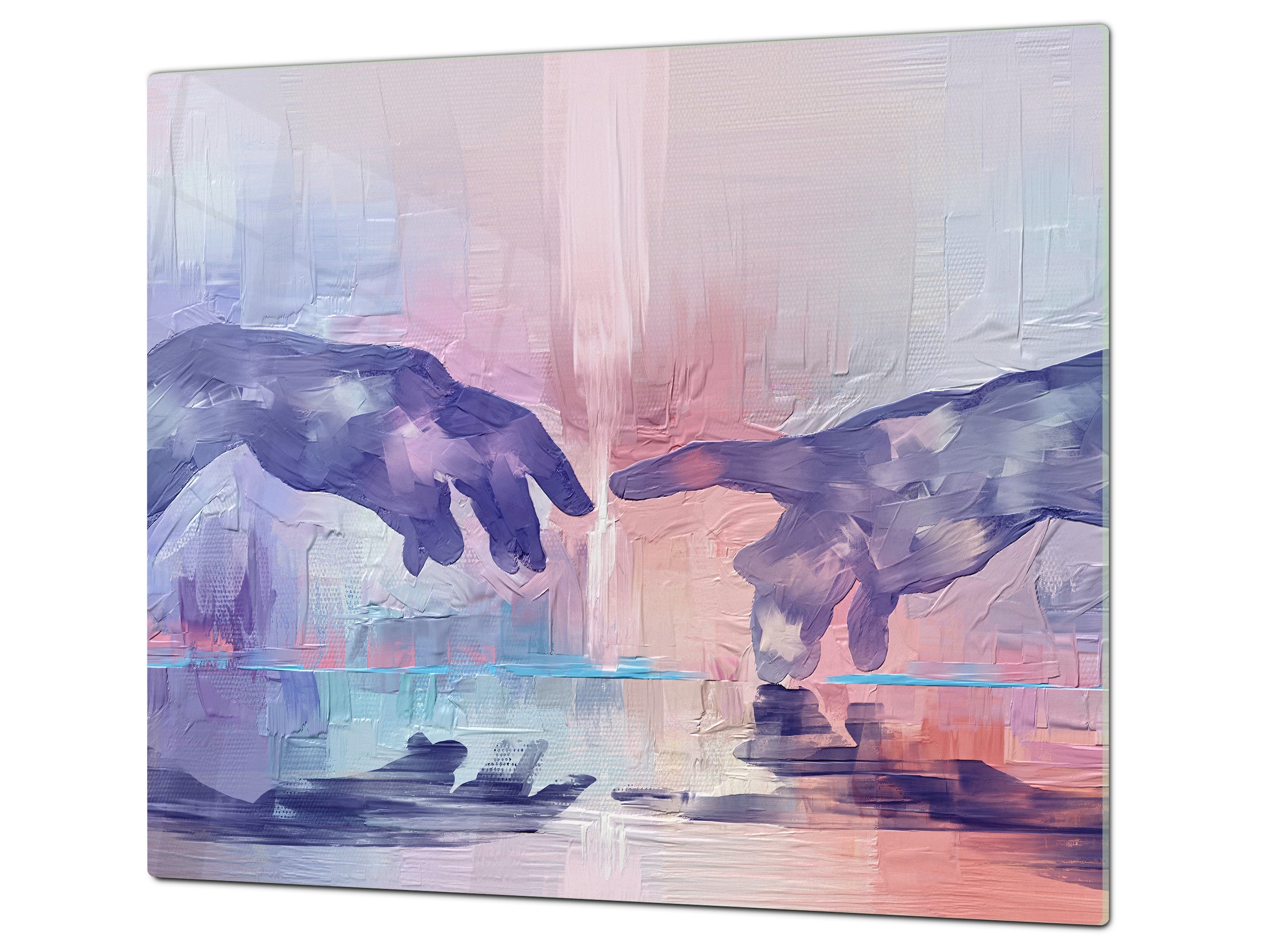 Tempered Glass Multi-Function Board: Cooktop Cover, Pastry and Hot Pot Stand and Worktop Saver – MEASURES: SINGLE: 60 x 52 cm; DOUBLE: 2 x 30 x 52 cm; D43 Abstract Concepts Series 2 : Hands of Creation