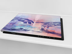 Tempered Glass Multi-Function Board: Cooktop Cover, Pastry and Hot Pot Stand and Worktop Saver – MEASURES: SINGLE: 60 x 52 cm; DOUBLE: 2 x 30 x 52 cm; D43 Abstract Concepts Series 2 : Hands of Creation