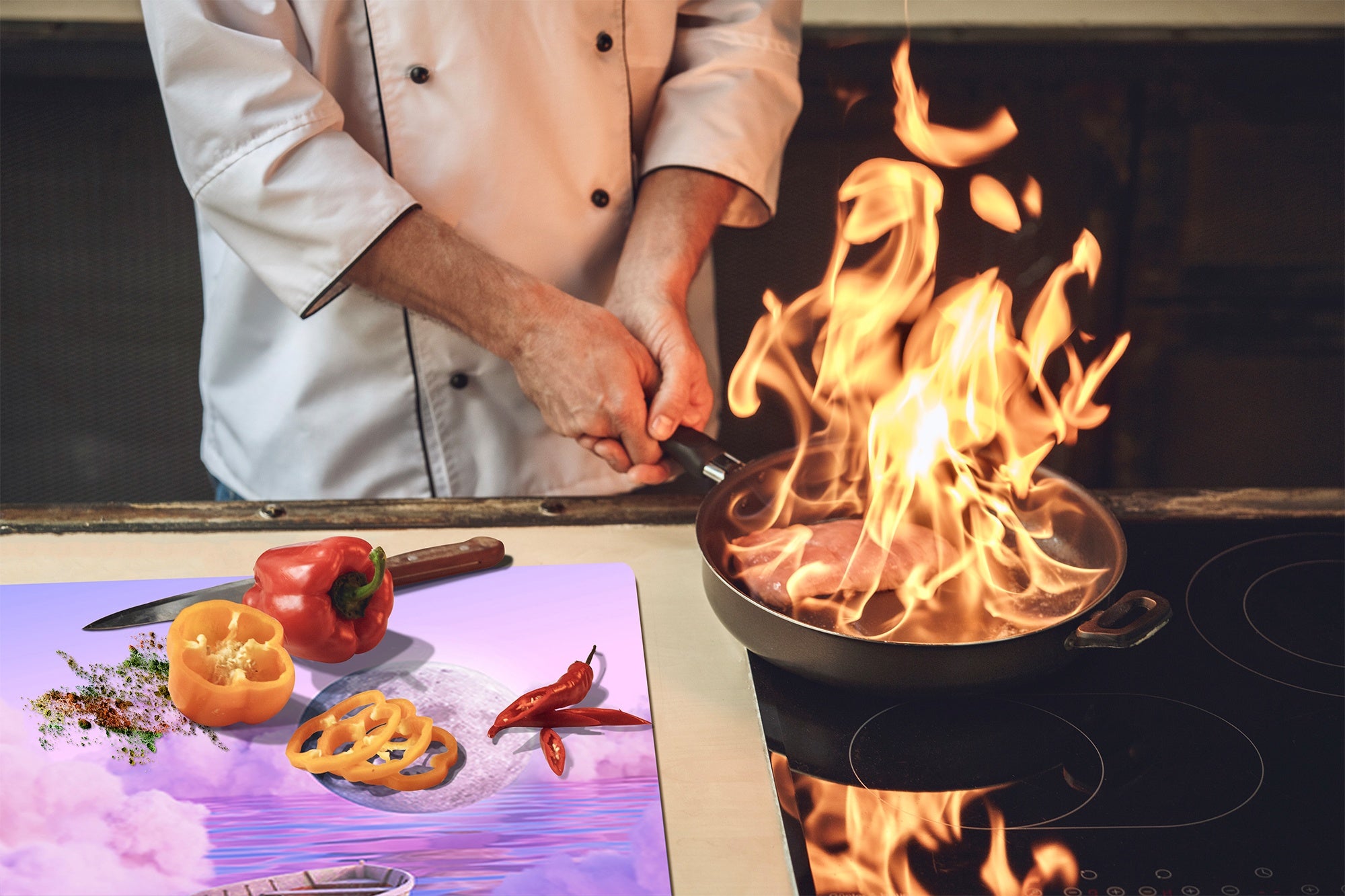 Tabla de cortar - Cubierta de la placa de inducción D04 Serie Bebidas: Cerezas 7