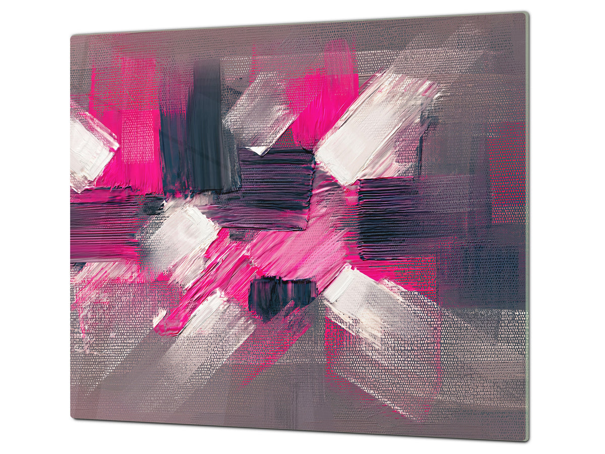 Tempered Glass Multi-Function Board: Cooktop Cover, Pastry and Hot Pot Stand and Worktop Saver – MEASURES: SINGLE: 60 x 52 cm; DOUBLE: 2 x 30 x 52 cm; D43 Abstract Concepts Series 2 : Modern Disarray