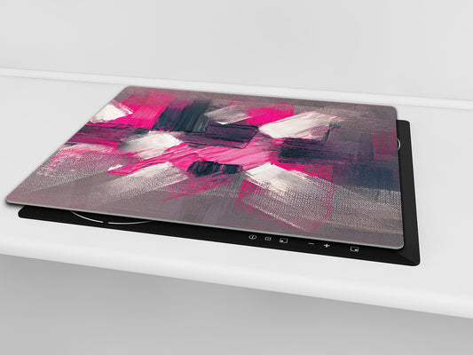 Tempered Glass Multi-Function Board: Cooktop Cover, Pastry and Hot Pot Stand and Worktop Saver – MEASURES: SINGLE: 60 x 52 cm; DOUBLE: 2 x 30 x 52 cm; D43 Abstract Concepts Series 2 : Modern Disarray