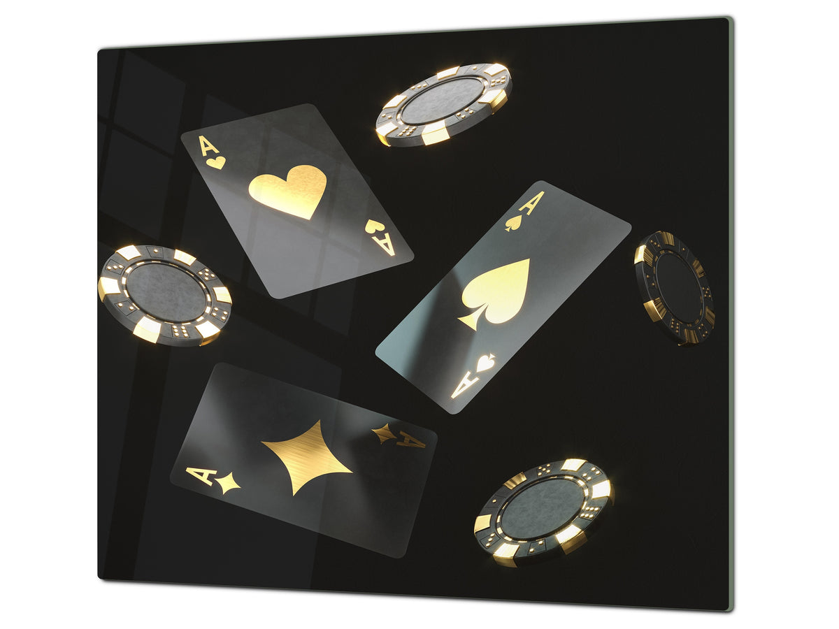 Chopping Board - Induction Cooktop Cover - Glass Cutting Board – Impact & Shatter Resistant – MEASURES: SINGLE: 60 x 52 cm; DOUBLE: 2 x 30 x 52 cm; D42 Modern Art Series : Night at Casino 2