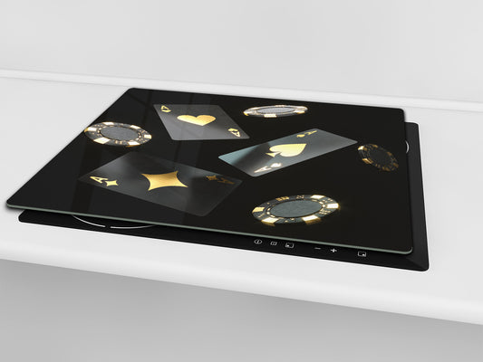 Chopping Board - Induction Cooktop Cover - Glass Cutting Board – Impact & Shatter Resistant – MEASURES: SINGLE: 60 x 52 cm; DOUBLE: 2 x 30 x 52 cm; D42 Modern Art Series : Night at Casino 2