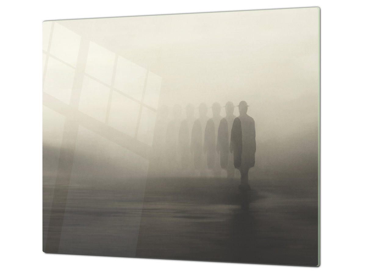 Tempered Glass Multi-Function Board: Cooktop Cover, Pastry and Hot Pot Stand and Worktop Saver – MEASURES: SINGLE: 60 x 52 cm; DOUBLE: 2 x 30 x 52 cm; D43 Abstract Concepts Series 2 : Foggy Shadows