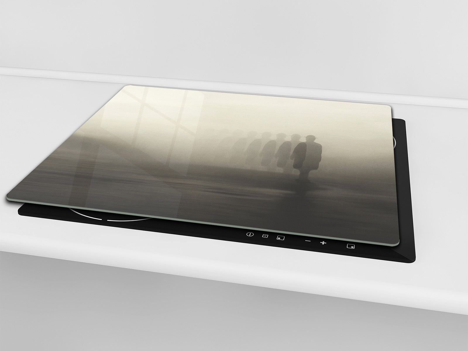 Tempered Glass Multi-Function Board: Cooktop Cover, Pastry and Hot Pot Stand and Worktop Saver – MEASURES: SINGLE: 60 x 52 cm; DOUBLE: 2 x 30 x 52 cm; D43 Abstract Concepts Series 2 : Foggy Shadows