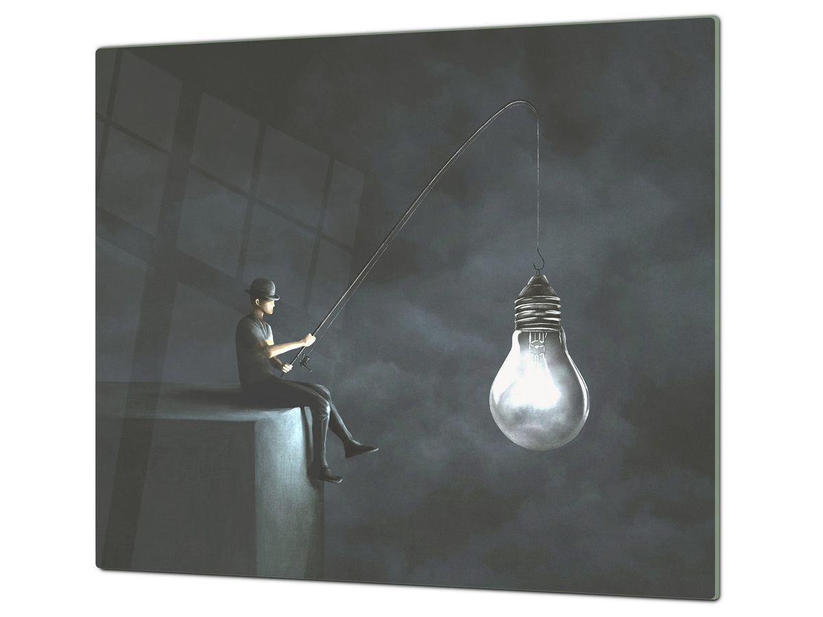 Tempered Glass Multi-Function Board: Cooktop Cover, Pastry and Hot Pot Stand and Worktop Saver – MEASURES: SINGLE: 60 x 52 cm; DOUBLE: 2 x 30 x 52 cm; D43 Abstract Concepts Series 2 : Fishing new ideas