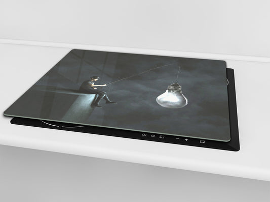 Tempered Glass Multi-Function Board: Cooktop Cover, Pastry and Hot Pot Stand and Worktop Saver – MEASURES: SINGLE: 60 x 52 cm; DOUBLE: 2 x 30 x 52 cm; D43 Abstract Concepts Series 2 : Fishing new ideas
