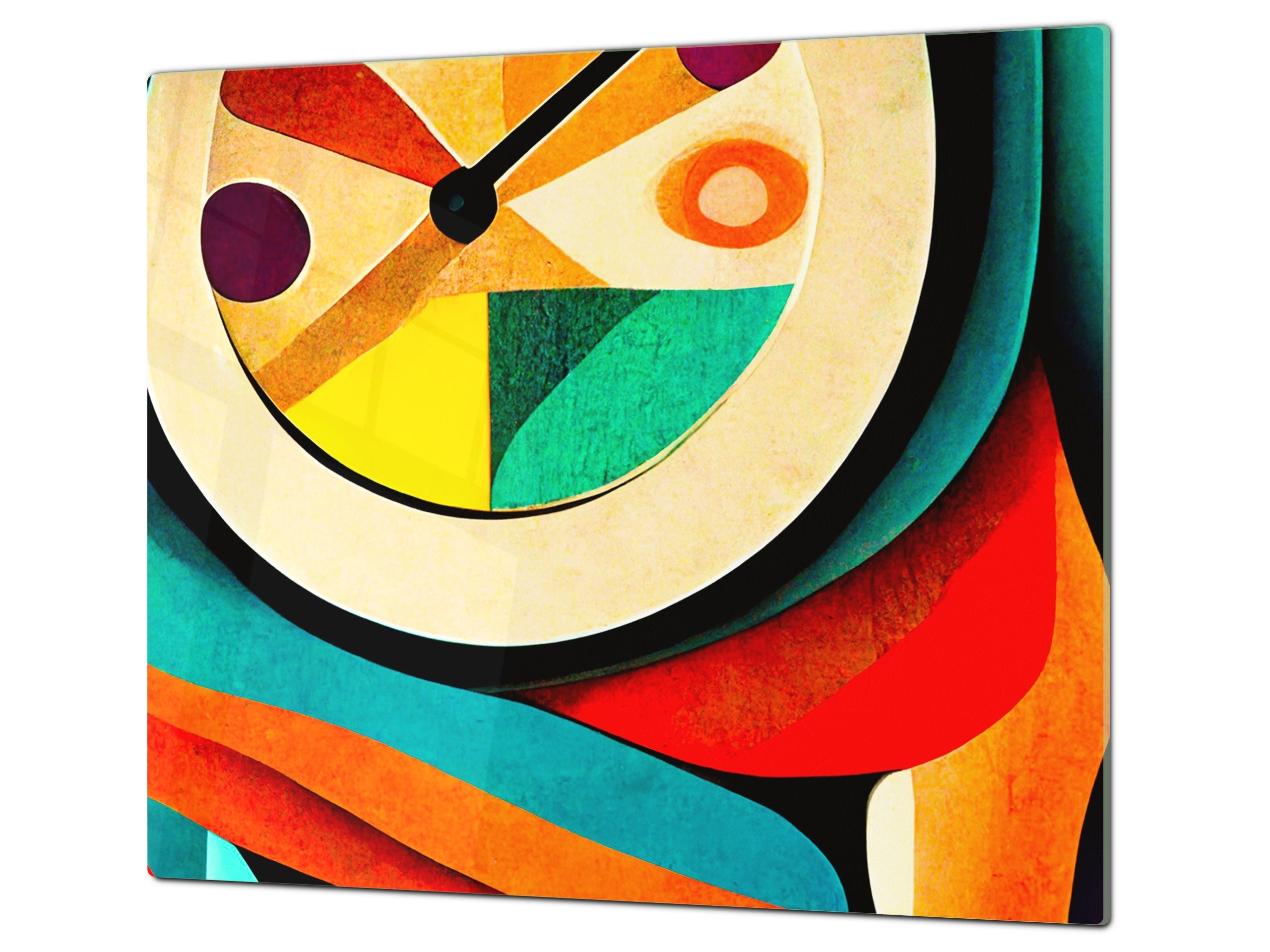 Premium Tempered Glass Cutting Board and Worktop Saver – Glass Pastry Board and Cooktop Cover – MEASURES: SINGLE: 60 x 52 cm; DOUBLE: 2 x 30 x 52 cm; D40 Colorful Illustrations Series : Theme of Time