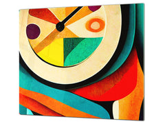 Premium Tempered Glass Cutting Board and Worktop Saver – Glass Pastry Board and Cooktop Cover – MEASURES: SINGLE: 60 x 52 cm; DOUBLE: 2 x 30 x 52 cm; D40 Colorful Illustrations Series : Theme of Time