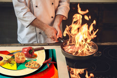 Tempered Glass Multi-Function Board: Cooktop Cover, Pastry and Hot Pot Stand and Worktop Saver – MEASURES: SINGLE: 60 x 52 cm; DOUBLE: 2 x 30 x 52 cm; D43 Abstract Concepts Series 2 : Flow of Time