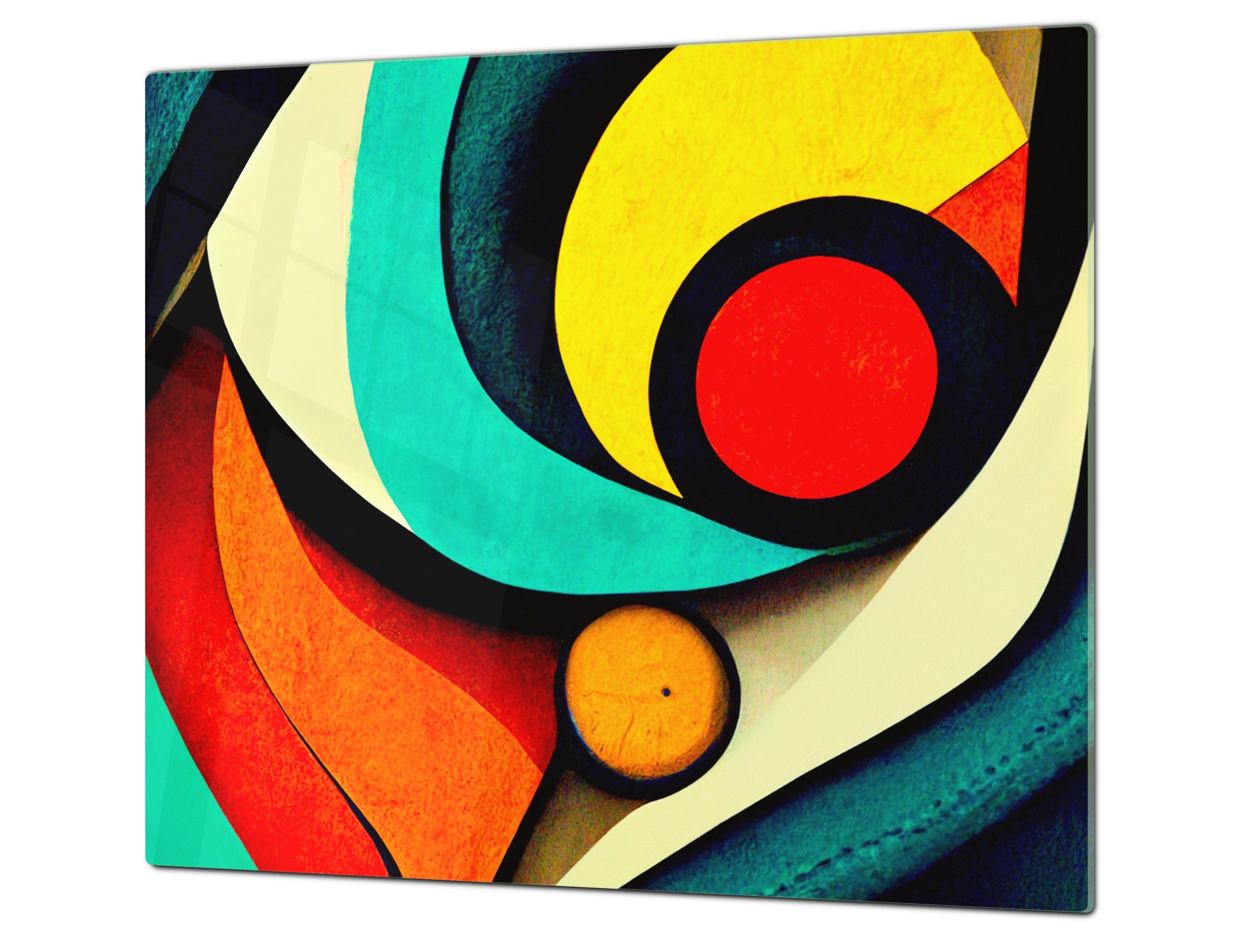 Premium Tempered Glass Cutting Board and Worktop Saver – Glass Pastry Board and Cooktop Cover – MEASURES: SINGLE: 60 x 52 cm; DOUBLE: 2 x 30 x 52 cm; D40 Colorful Illustrations Series : Theme of Time