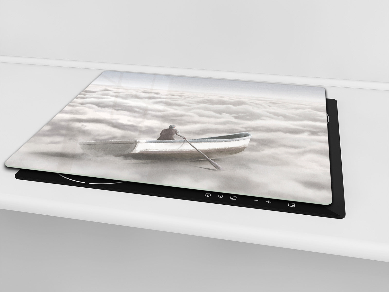 Versatile Tempered Glass Worktop Saver and Induction Cooktop Cover – Durable and Scratch-Resistant – MEASURES: SINGLE: 60 x 52 cm; DOUBLE: 2 x 30 x 52 cm; D41 Abstract Concepts Series 1 : Cloud Sailing