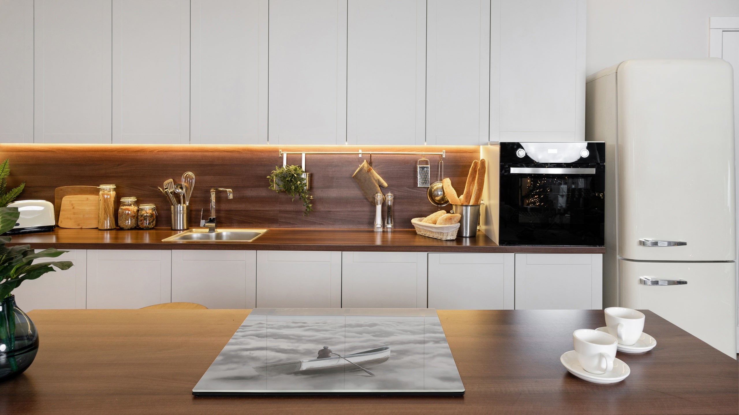 Versatile Tempered Glass Worktop Saver and Induction Cooktop Cover – Durable and Scratch-Resistant – MEASURES: SINGLE: 60 x 52 cm; DOUBLE: 2 x 30 x 52 cm; D41 Abstract Concepts Series 1 : Cloud Sailing