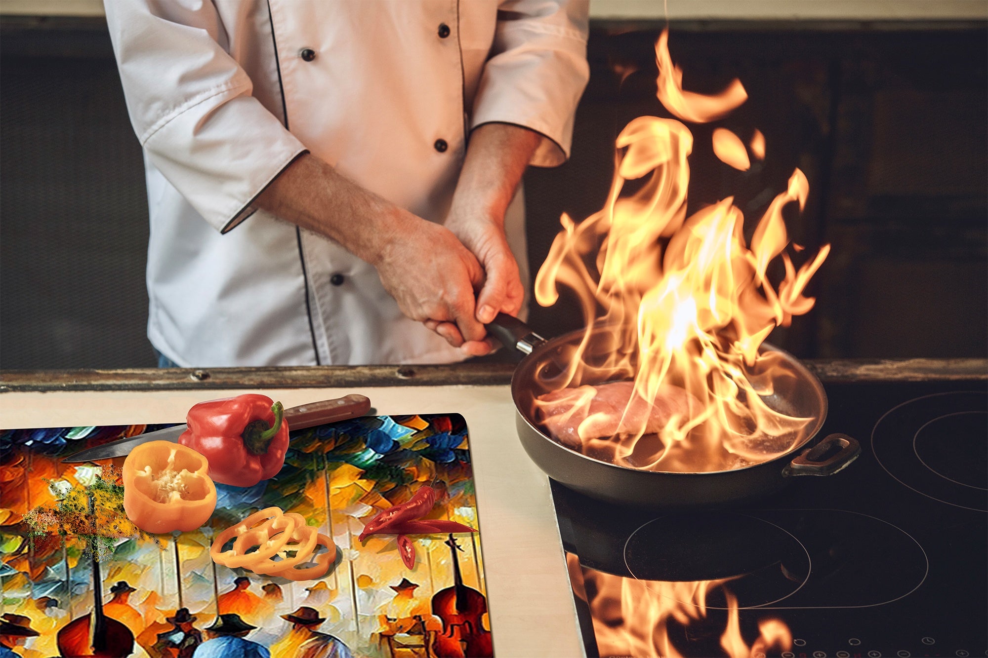 Tabla de cortar - Cubierta de la placa de inducción D04 Serie Bebidas: Cerezas 7