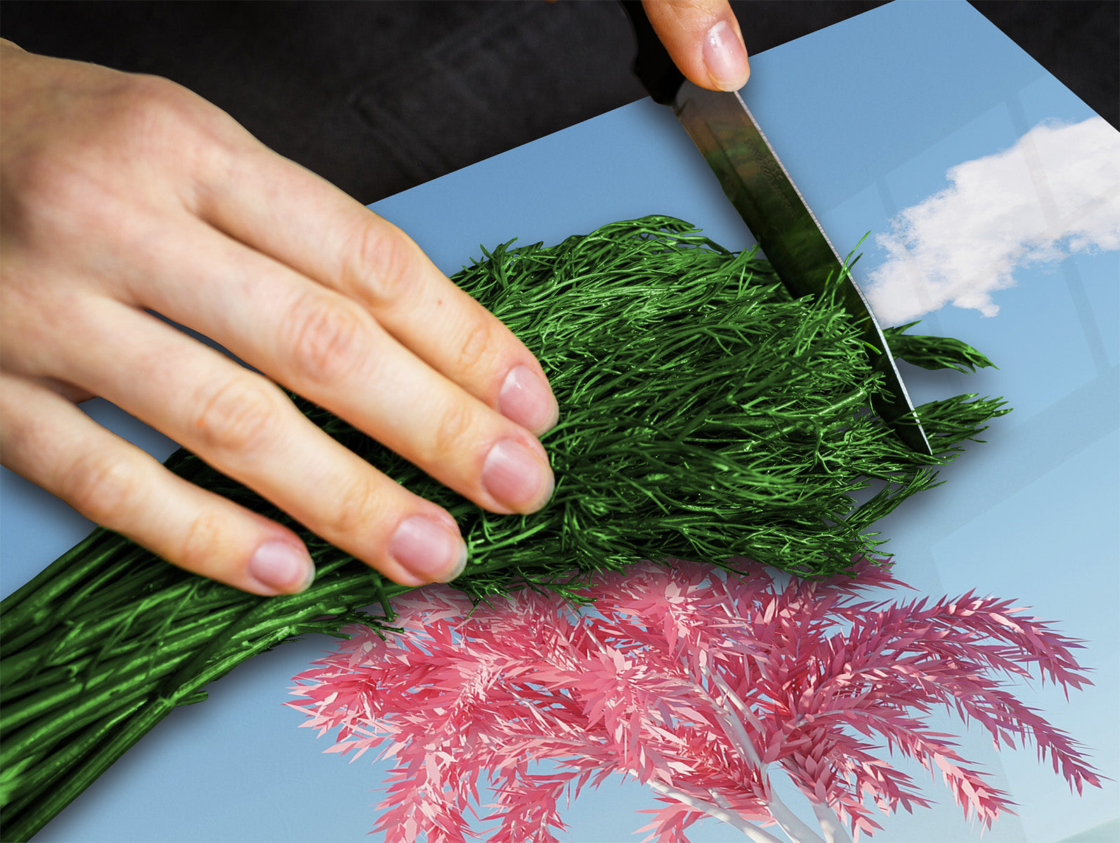 Chopping Board - Induction Cooktop Cover - Glass Cutting Board – Impact & Shatter Resistant – MEASURES: SINGLE: 60 x 52 cm; DOUBLE: 2 x 30 x 52 cm; D42 Modern Art Series : 3D Abstract Flora