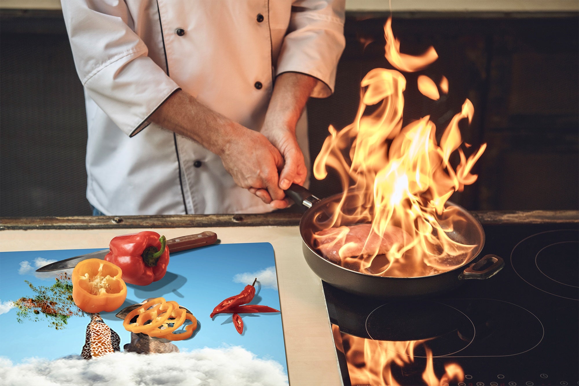 Versatile Tempered Glass Worktop Saver and Induction Cooktop Cover – Durable and Scratch-Resistant – MEASURES: SINGLE: 60 x 52 cm; DOUBLE: 2 x 30 x 52 cm; D41 Abstract Concepts Series 1 : Cloud of Friendship