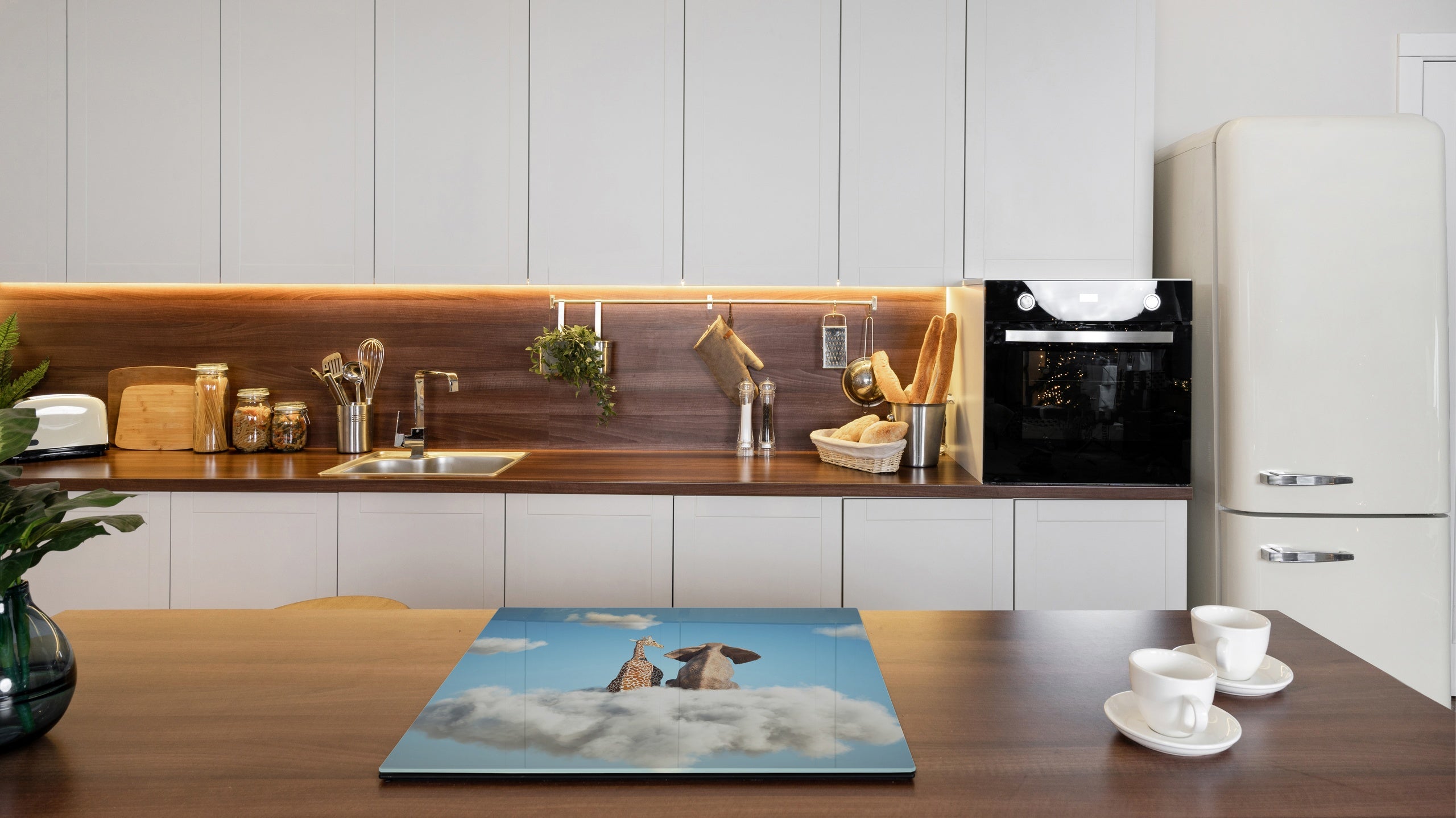 Versatile Tempered Glass Worktop Saver and Induction Cooktop Cover – Durable and Scratch-Resistant – MEASURES: SINGLE: 60 x 52 cm; DOUBLE: 2 x 30 x 52 cm; D41 Abstract Concepts Series 1 : Cloud of Friendship