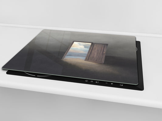 Tempered Glass Multi-Function Board: Cooktop Cover, Pastry and Hot Pot Stand and Worktop Saver – MEASURES: SINGLE: 60 x 52 cm; DOUBLE: 2 x 30 x 52 cm; D43 Abstract Concepts Series 2 : Entrance to the World of Dreams