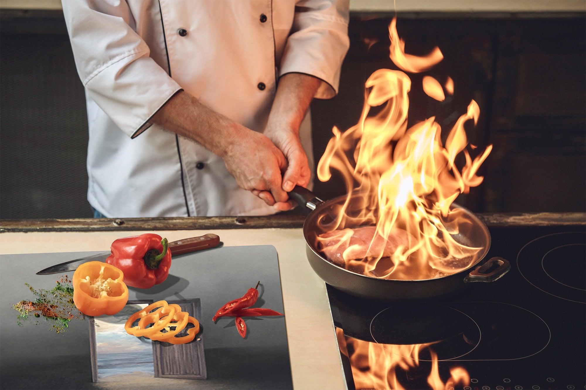 Tempered Glass Multi-Function Board: Cooktop Cover, Pastry and Hot Pot Stand and Worktop Saver – MEASURES: SINGLE: 60 x 52 cm; DOUBLE: 2 x 30 x 52 cm; D43 Abstract Concepts Series 2 : Entrance to the World of Dreams