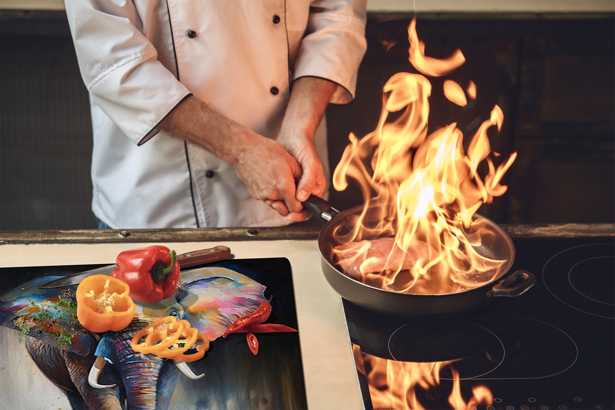 Tabla de cortar - Cubierta de la placa de inducción D04 Serie Bebidas: Cerezas 7