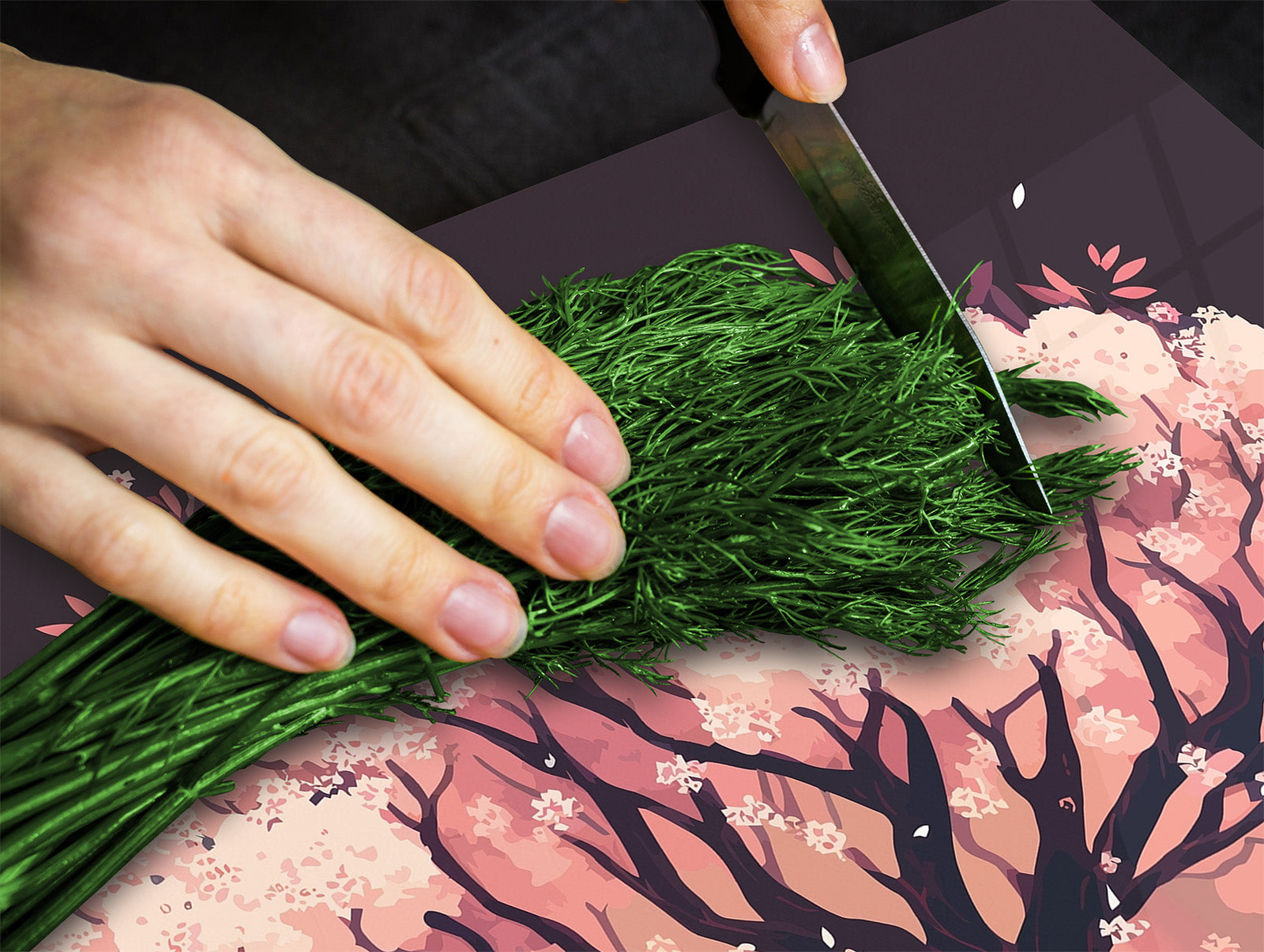 Chopping Board - Induction Cooktop Cover - Glass Cutting Board – Impact & Shatter Resistant – MEASURES: SINGLE: 60 x 52 cm; DOUBLE: 2 x 30 x 52 cm; D42 Modern Art Series : Japanese Sakura Tree