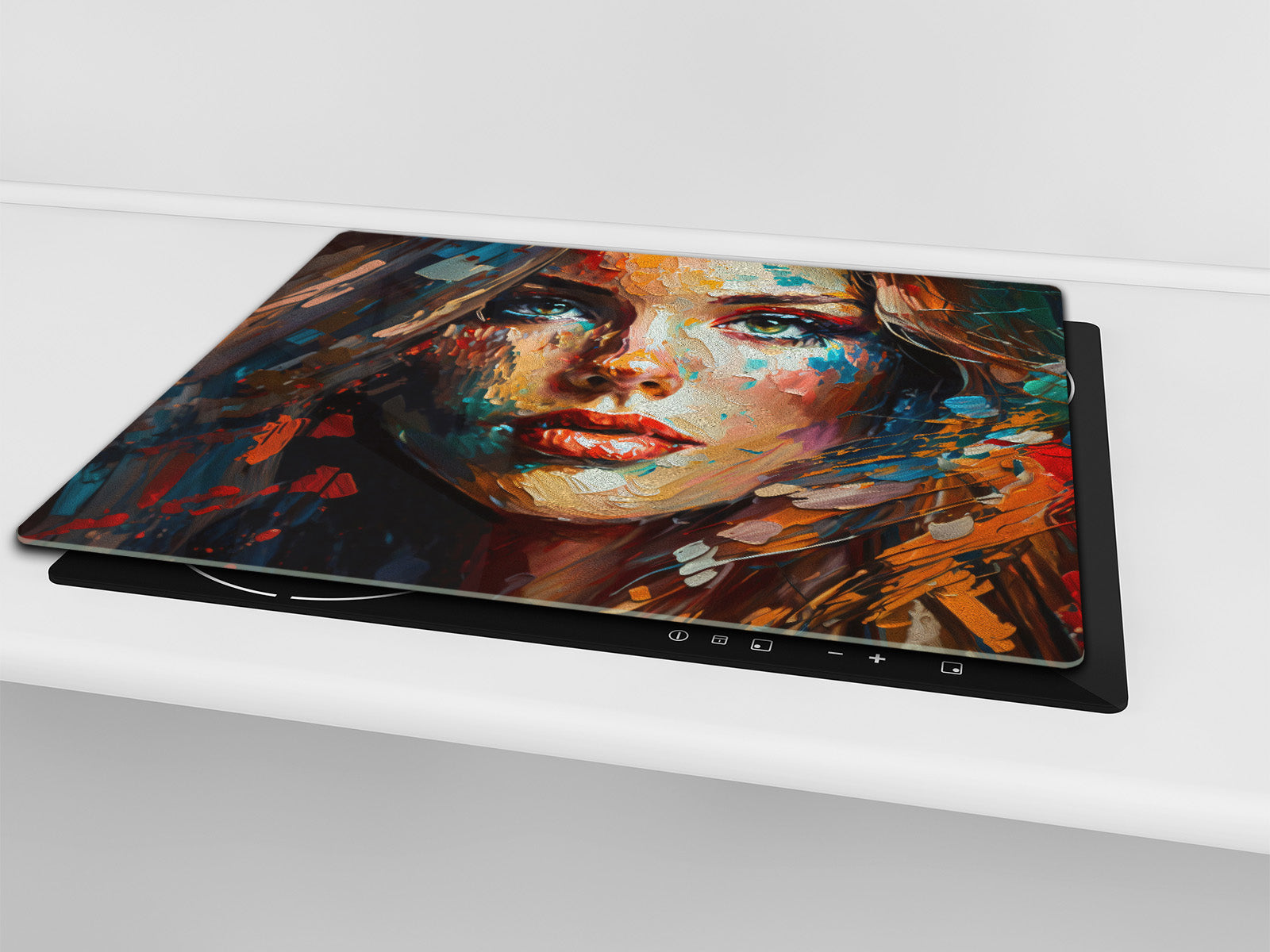 Premium Tempered Glass Cutting Board and Worktop Saver – Glass Pastry Board and Cooktop Cover – MEASURES: SINGLE: 60 x 52 cm; DOUBLE: 2 x 30 x 52 cm; D40 Colorful Illustrations Series : Conceptual Beauty