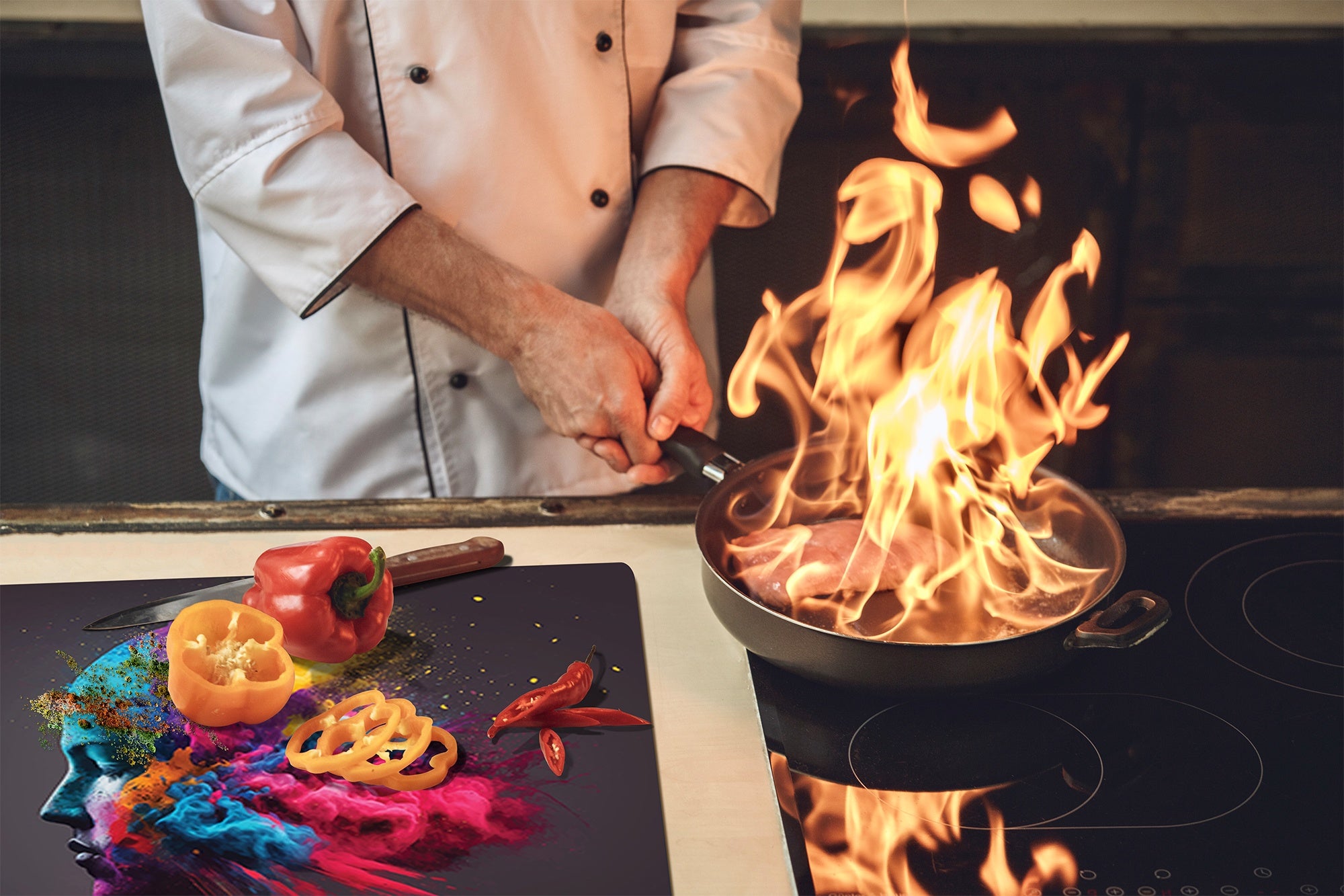 Tabla de cortar - Cubierta de la placa de inducción D04 Serie Bebidas: Cerezas 7