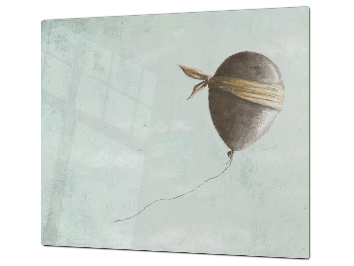 Versatile Tempered Glass Worktop Saver and Induction Cooktop Cover – Durable and Scratch-Resistant – MEASURES: SINGLE: 60 x 52 cm; DOUBLE: 2 x 30 x 52 cm; D41 Abstract Concepts Series 1 : Blind Balloon in the Sky