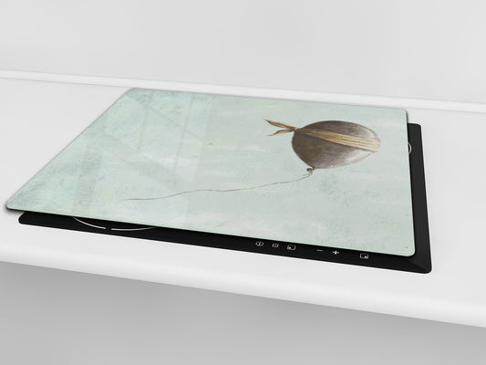 Versatile Tempered Glass Worktop Saver and Induction Cooktop Cover – Durable and Scratch-Resistant – MEASURES: SINGLE: 60 x 52 cm; DOUBLE: 2 x 30 x 52 cm; D41 Abstract Concepts Series 1 : Blind Balloon in the Sky