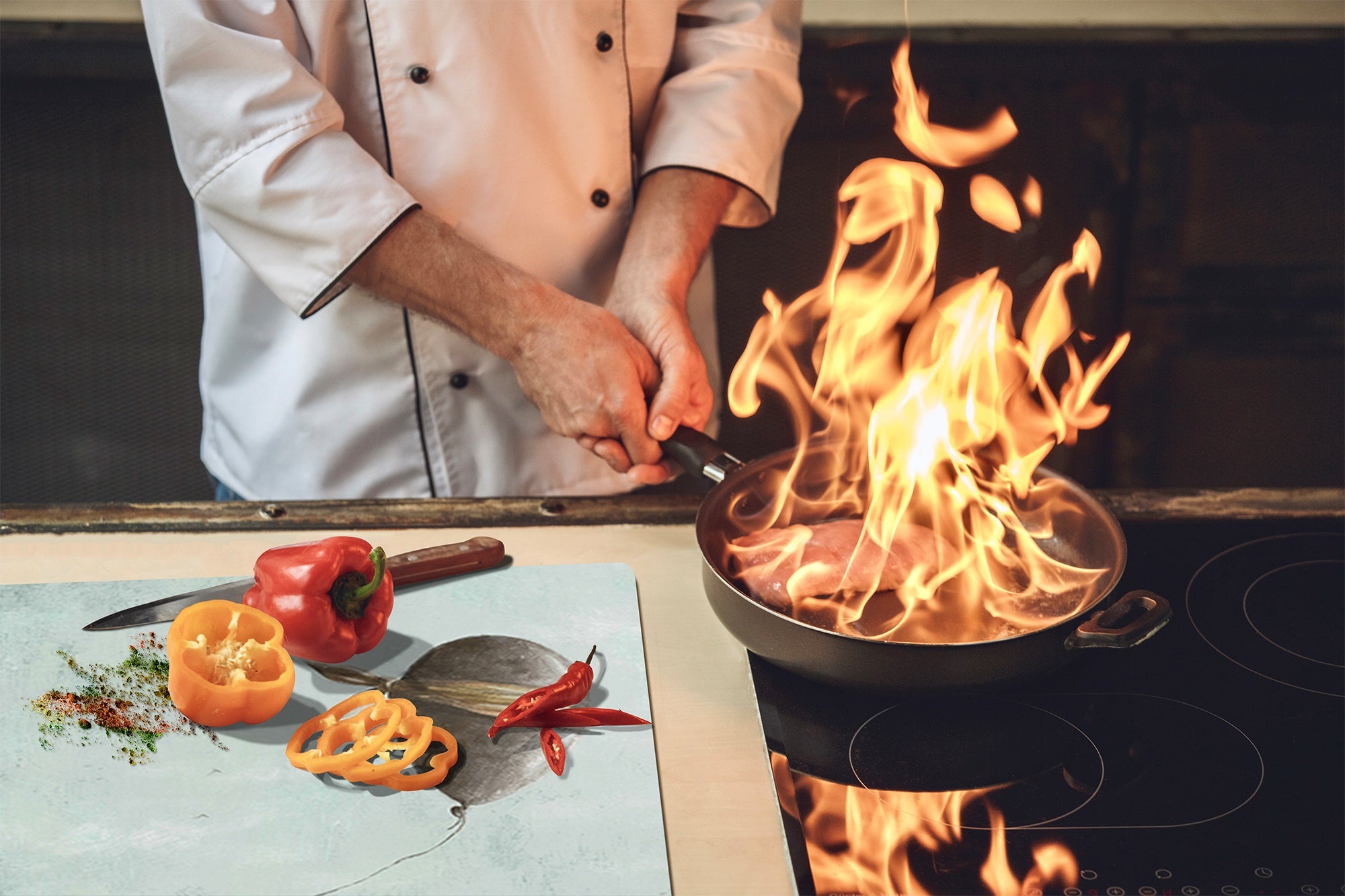 Versatile Tempered Glass Worktop Saver and Induction Cooktop Cover – Durable and Scratch-Resistant – MEASURES: SINGLE: 60 x 52 cm; DOUBLE: 2 x 30 x 52 cm; D41 Abstract Concepts Series 1 : Blind Balloon in the Sky