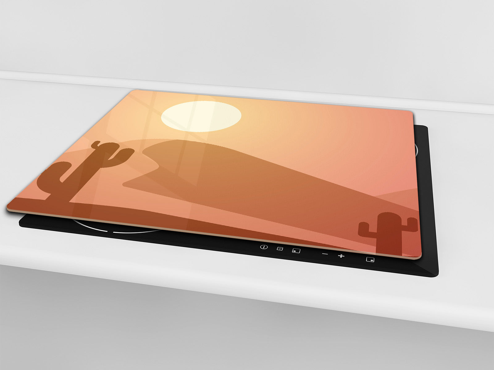 Chopping Board - Induction Cooktop Cover - Glass Cutting Board – Impact & Shatter Resistant – MEASURES: SINGLE: 60 x 52 cm; DOUBLE: 2 x 30 x 52 cm; D42 Modern Art Series : Aesthetic Desert