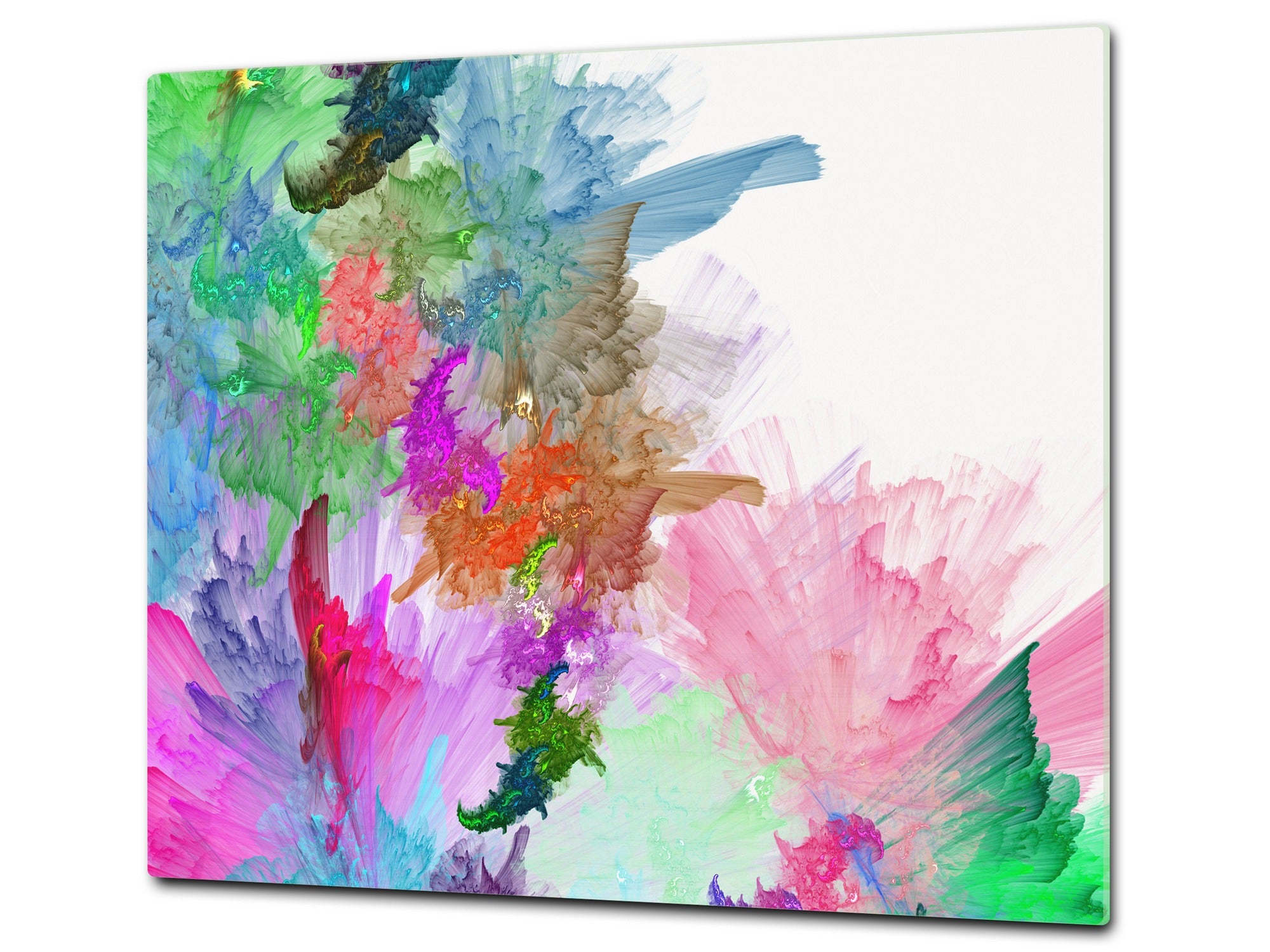 TEMPERED GLASS CHOPPING BOARD – Glass Cutting Board and Worktop Saver; MEASURES: SINGLE: 60 x 52 cm (23,62” x 20,47”); DOUBLE: 30 x 52 cm (11,81” x 20,47”); D36 Textures Series : Colourful background