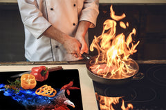 Induction Cooktop Cover Kitchen Board – Impact Resistant Glass Pastry Board; MEASURES: SINGLE: 60 x 52 cm (23,62” x 20,47”); DOUBLE: 30 x 52 cm (11,81” x 20,47”); D37 Animals Series : Colourful eagle