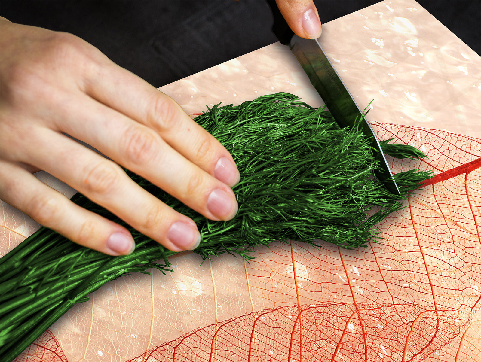 Tempered GLASS Cutting Board – Worktop saver and Pastry Board –- Glass Kitchen Board; MEASURES: SINGLE: 60 x 52 cm (23,62” x 20,47”); DOUBLE: 30 x 52 cm (11,81” x 20,47”); D34 Nature Series: Transparent orange leaves