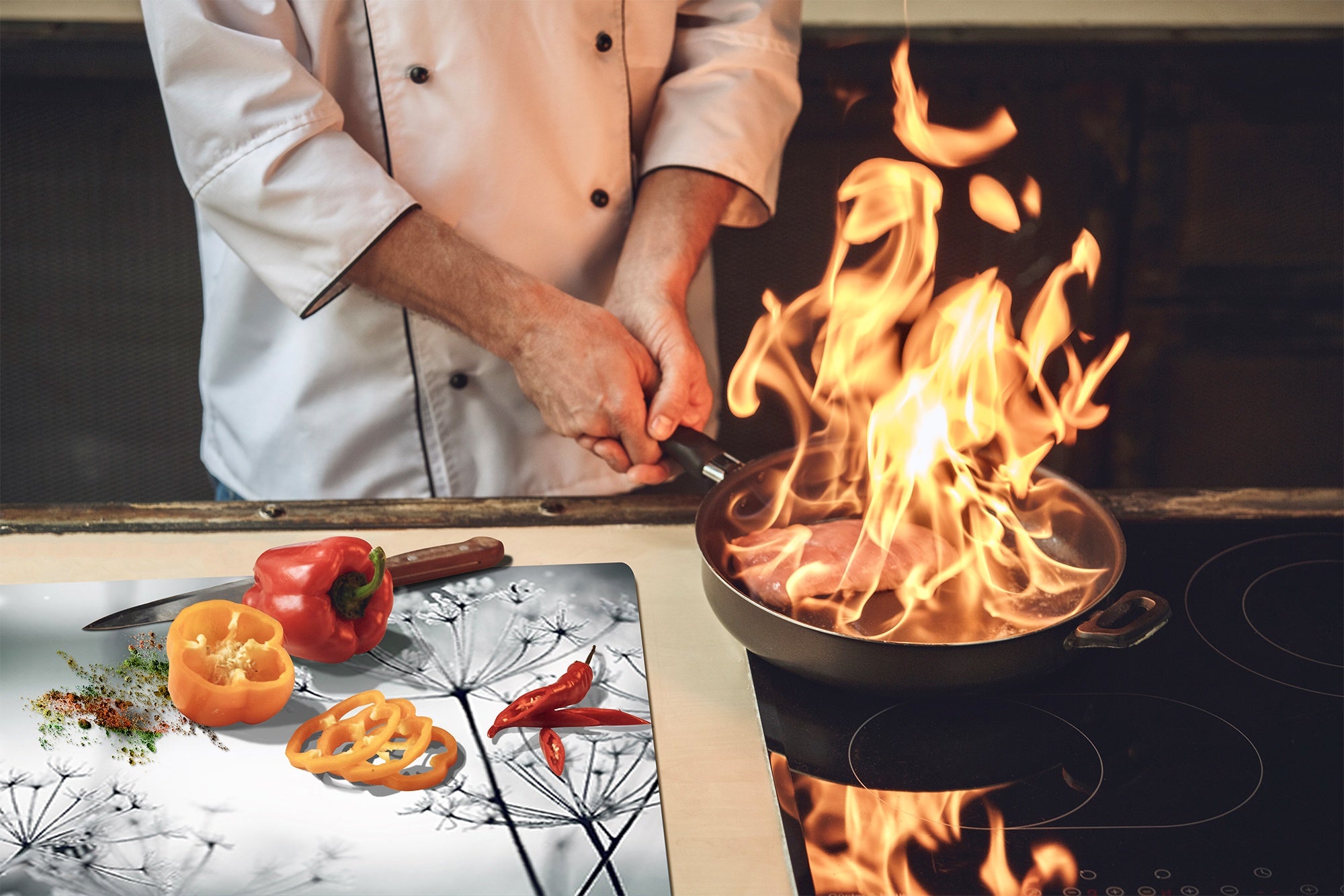 Tabla de cortar - Cubierta de la placa de inducción D04 Serie Bebidas: Cerezas 7