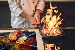 Induction Cooktop Cover –Shatter Resistant Glass Kitchen Board – Hob cover; MEASURES: SINGLE: 60 x 52 cm (23,62” x 20,47”); DOUBLE: 30 x 52 cm (11,81” x 20,47”); D38 Herbs and spices Series : Spoonful of spices